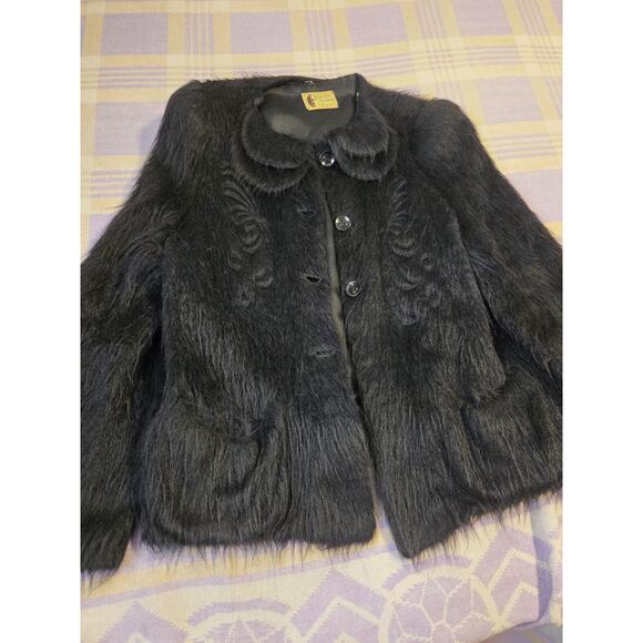 1940s Bearskin Chubby Mohair Cardigan Coat By Regina Hand Knitted Sweater Vtg - Picture 3 of 16